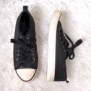 Sparkly Shoes AMERICAN EAGLE Chuck Taylor Style Shiny Black White Size 7